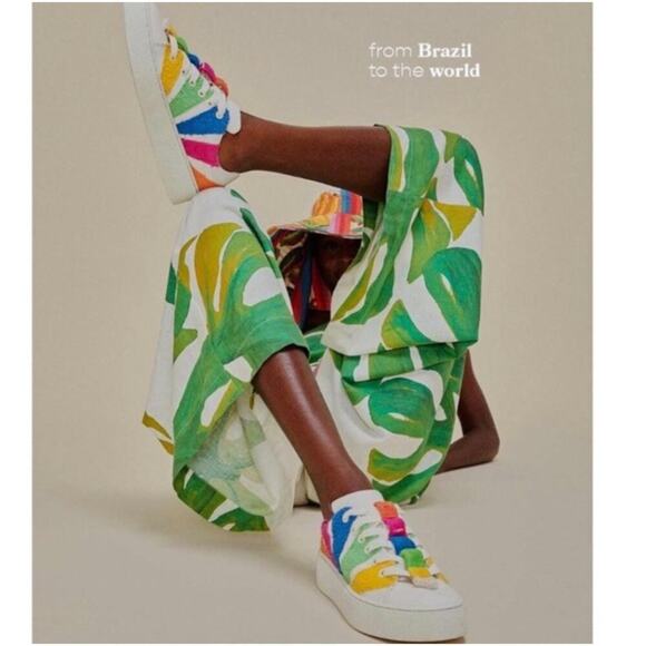 NWT $180 Farm Rio Brazil Rainbow Flatform Sneakers - Picture 1 of 10